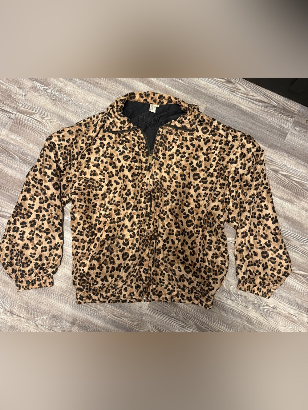 Vintage silk Women's Leopard Print Jacket - Brown